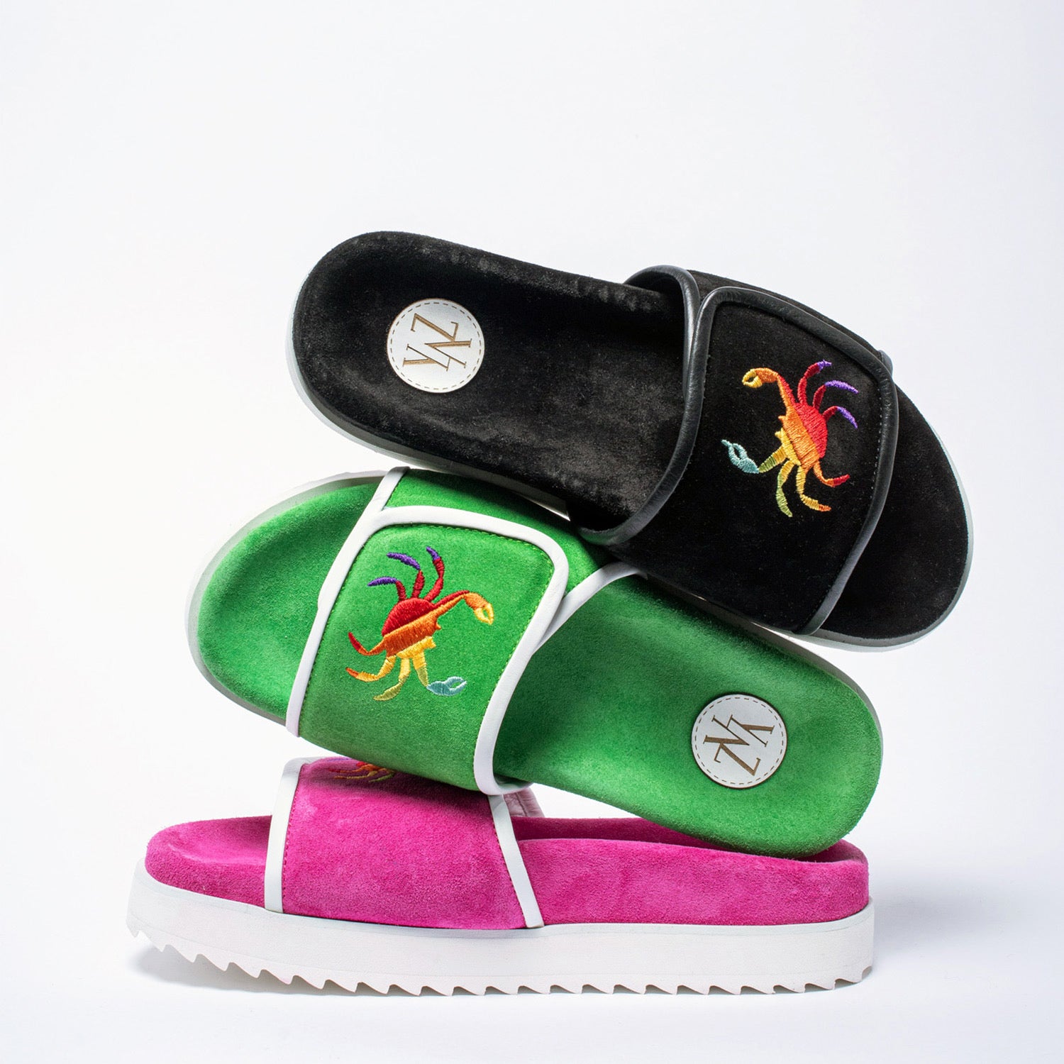 PHIN SUEDE SLIDES - BLACK