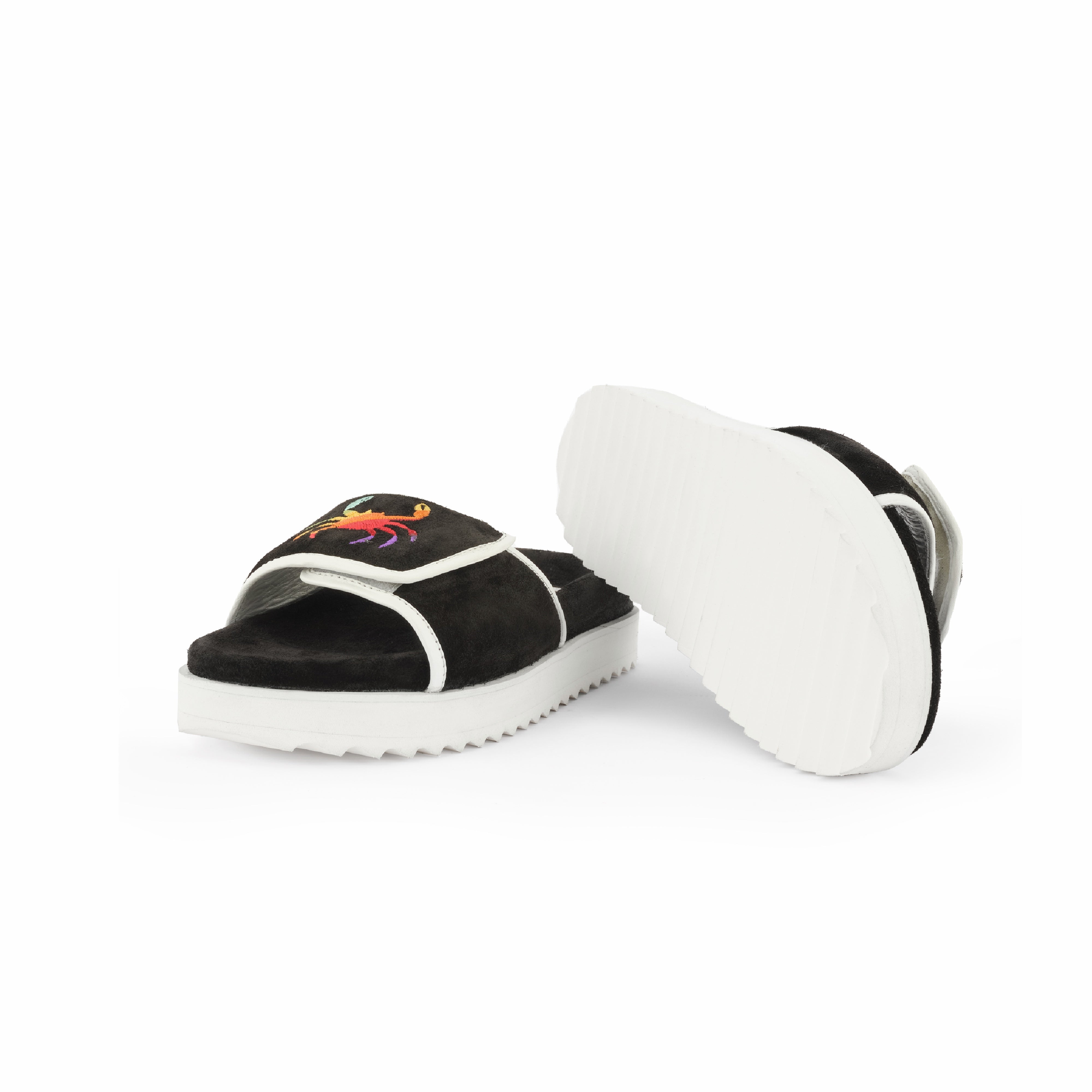 PHIN SUEDE SLIDES - BLACK