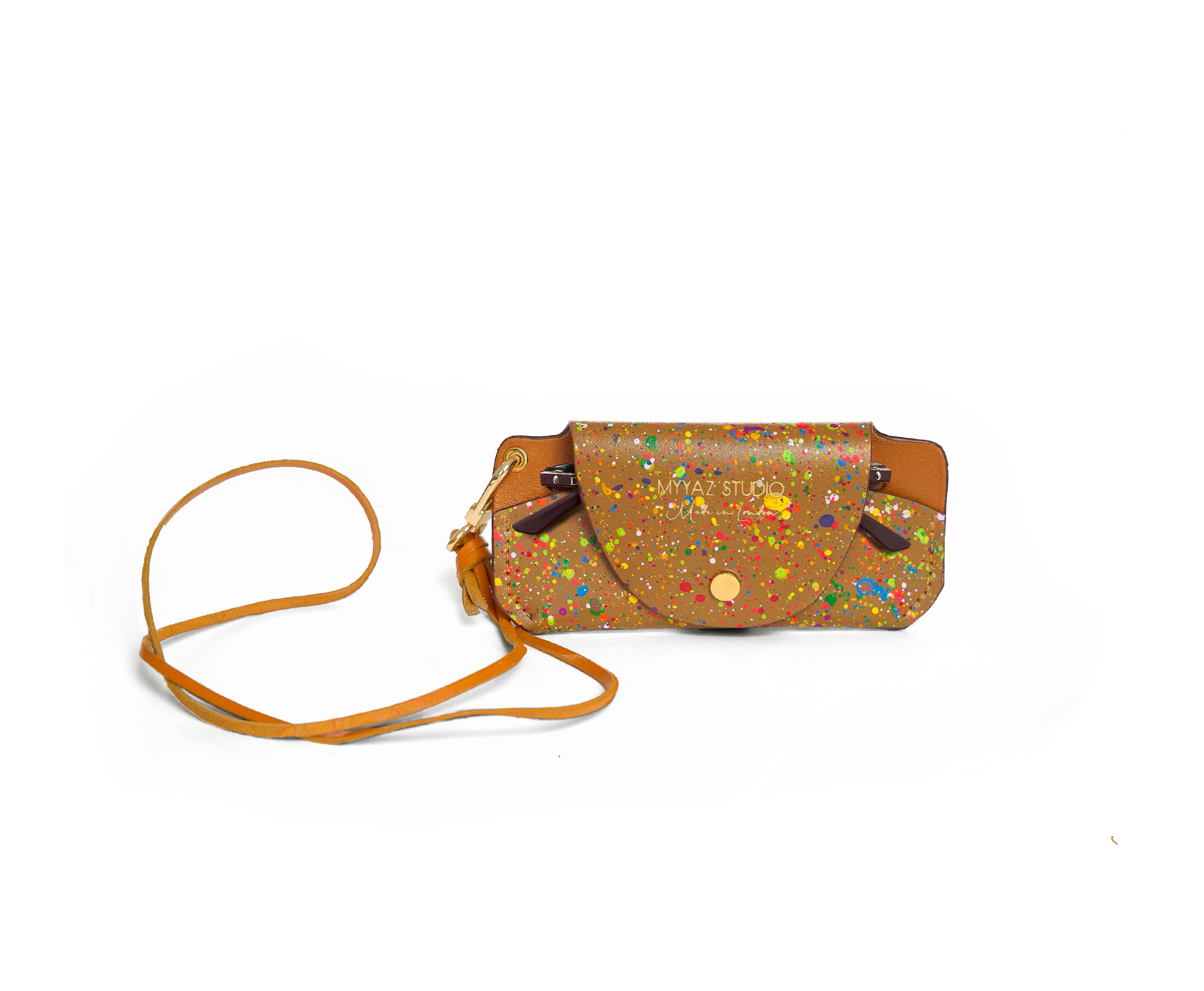 Leather Sunglasses Case in Caramel | Hand-Painted | MYYAZ Studio